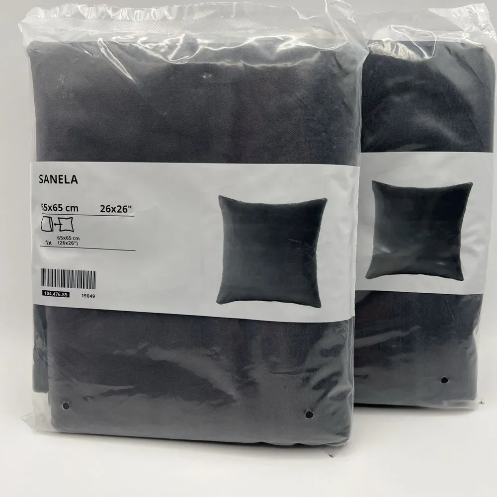 IKEA SANELA Velvet Euro Sham Cushion Set Of 2  Gray 26